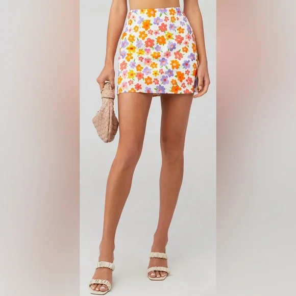 PEPPERMAYO Floral Line Crop Top & Floral Linen Mini Skirt Set Size 2 NWT - Picture 8 of 10